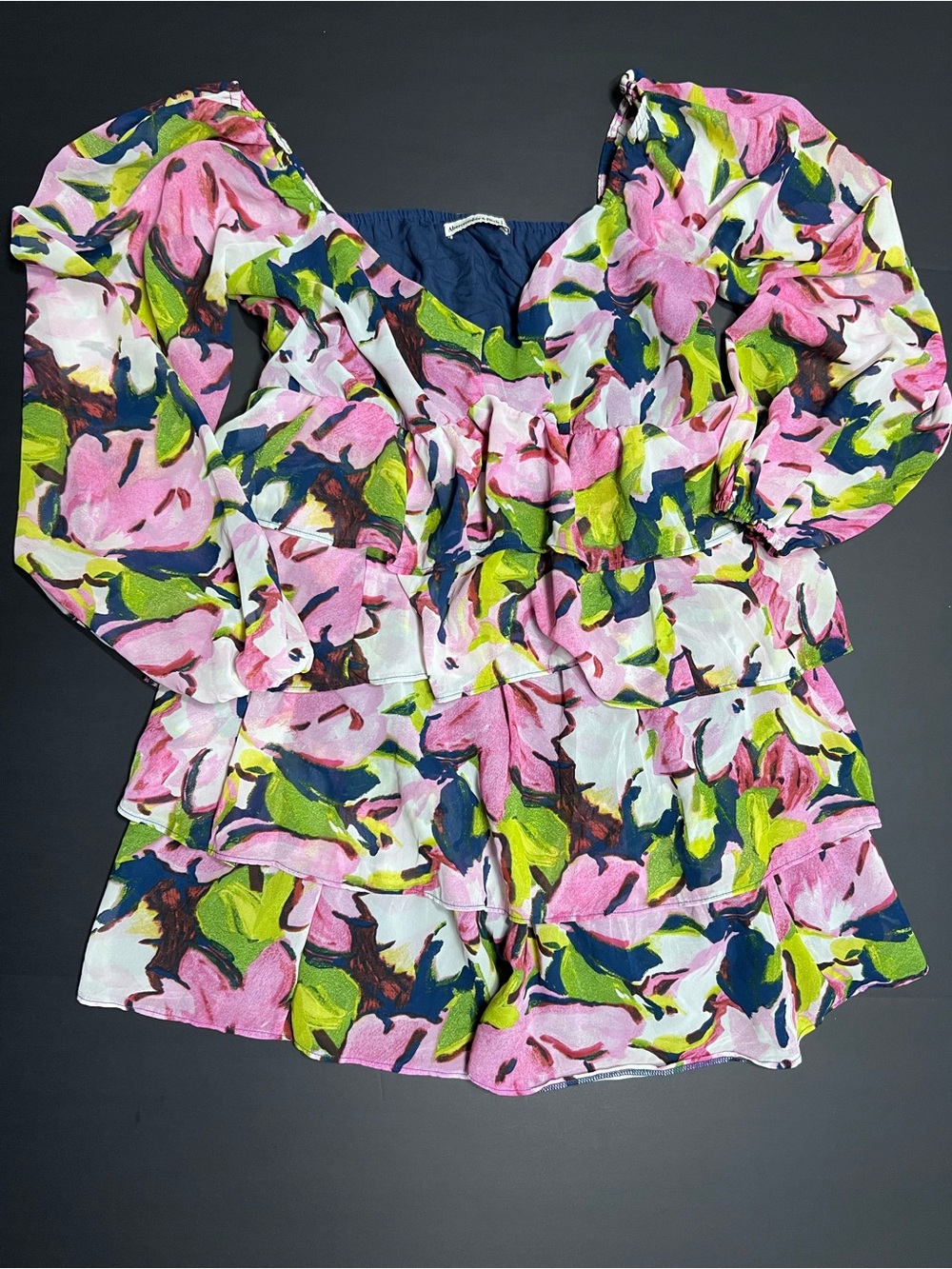 Abercrombie & Fitch Floral Tiered Ruffle Mini Dress Size Large Cottagecore